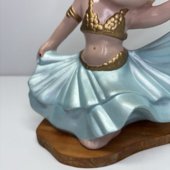 Belly Dancer Smiley Blond Girl Ceramic Atlantic Mold 12" Tall Glitter Uncommon - Picture 4 of 16